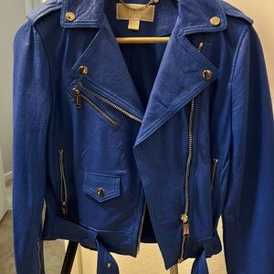 Michael Kors Royal Blue Leather Jacket